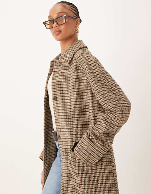 ASOS DESIGN Tall quilted liner mid length coat in heritage plaid