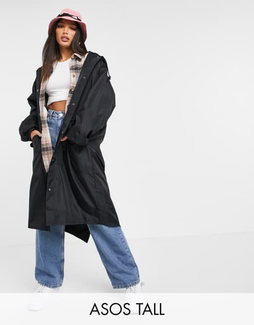 ASOS DESIGN Tall rain parka in black