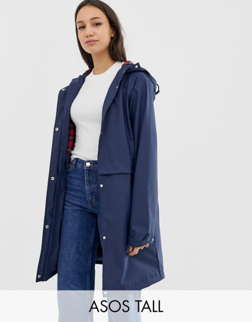 ASOS DESIGN Tall raincoat with brushed check lining