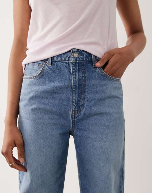ASOS DESIGN Tall raka jeans med vida ben i mellanljus blå tvätt, 5 av 5