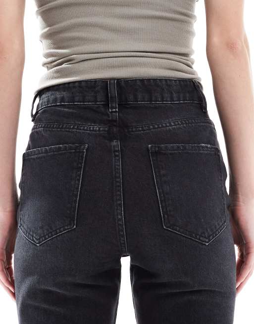 ASOS DESIGN Tall - Rechte jeans met halfhoge taille in zwart met wassing, 4 van 5