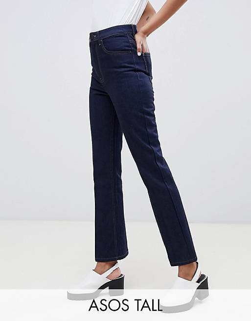 ASOS DESIGN Tall Recycled Egerton rigid cropped flare in clean indigo