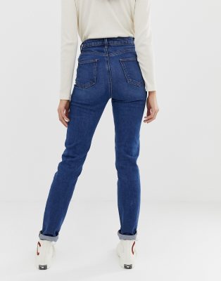 dark wash high waisted mom jeans