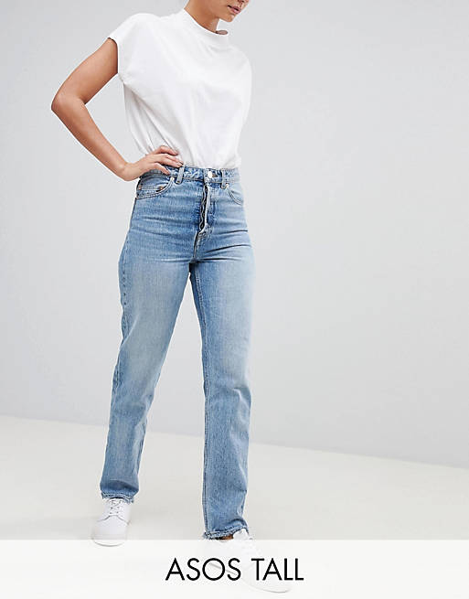 ASOS DESIGN Tall Recycled Florence authentic straight leg jeans in light stone wash