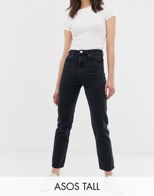 Asos Design Tall Recycled Florence Authentic Straight Leg Jeans In Washed Black Asos