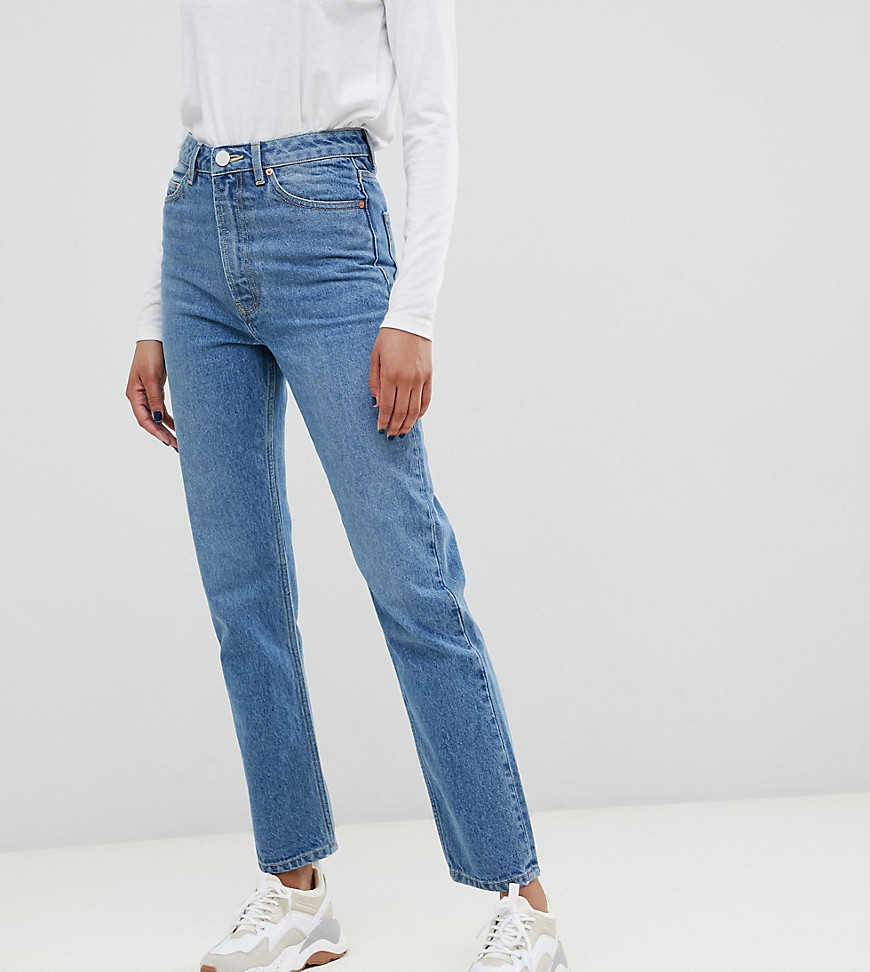 ASOS DESIGN Tall - Recycled Florence - Authentieke jeans met rechte pijpen in mid vintage blue-Blauw