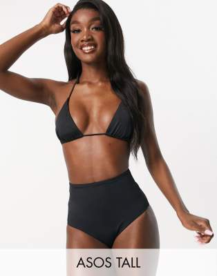 Asos Tall Asos Design Tall Mix And Match High Leg High Waist Bikini Bottom In Black