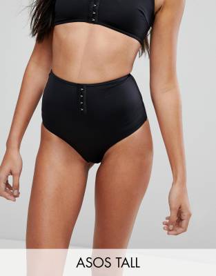 ASOS DESIGN Tall recycled Mix and Match High Waist Bikini Bottom with Hook and Eye
