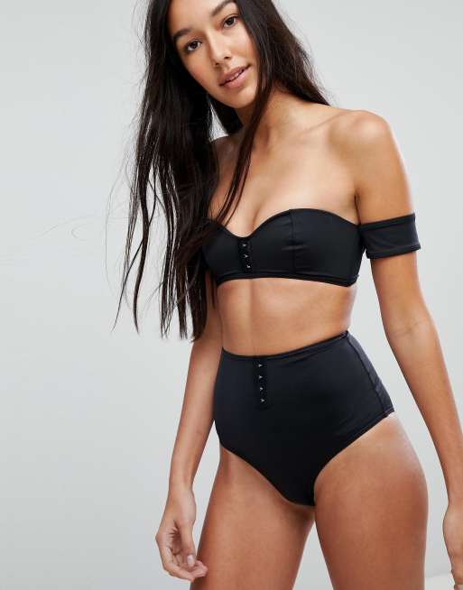 ASOS DESIGN Tall recycled Mix and Match High Waist Bikini Bottom with Hook and Eye, 3 of 4