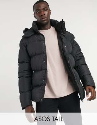 asos black puffer jacket mens