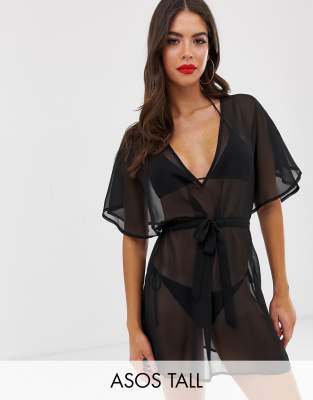 black chiffon beach cover up