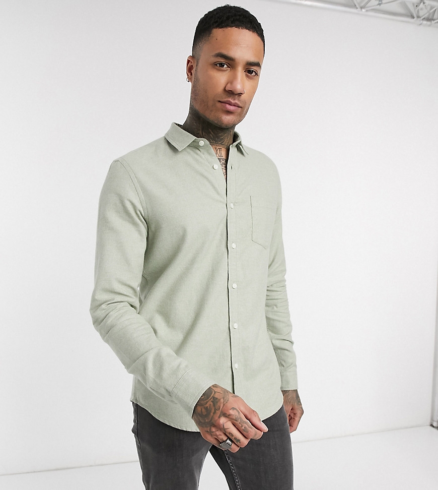 ASOS DESIGN Tall regular fit flannel shirt in green