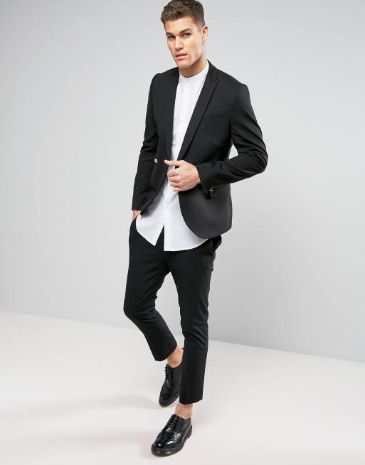 ASOS DESIGN longline shirt in white with grandad collar