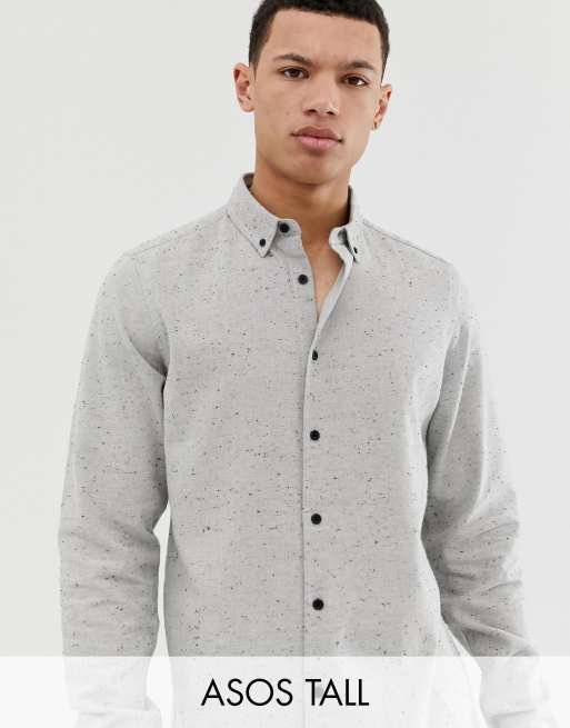 ASOS DESIGN Tall regular fit nep shirt in grey