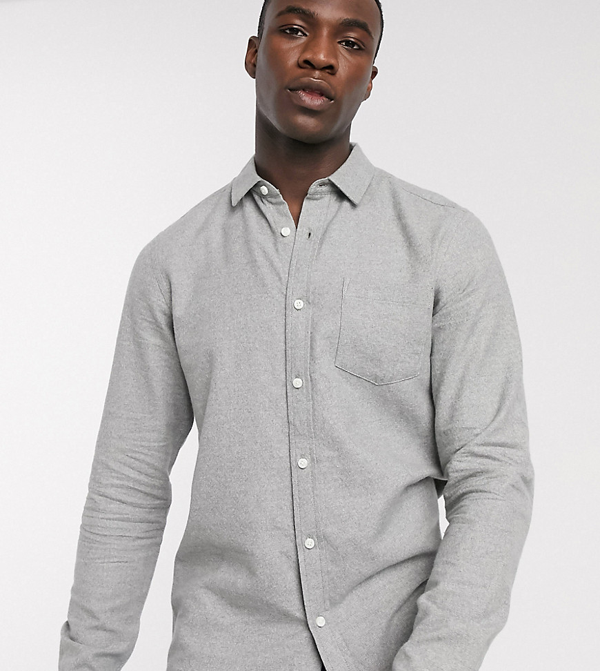 ASOS DESIGN - Tall - Regular-fit overhemd van flanel in lichtgrijs