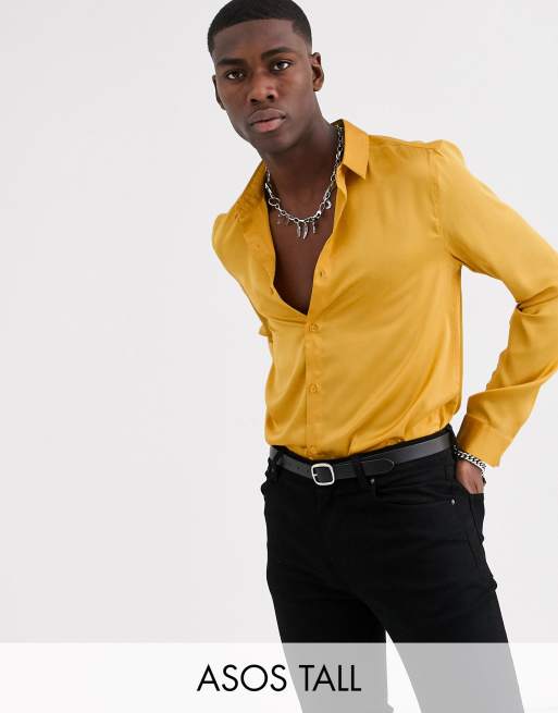 Satin yellow hot sale shirt