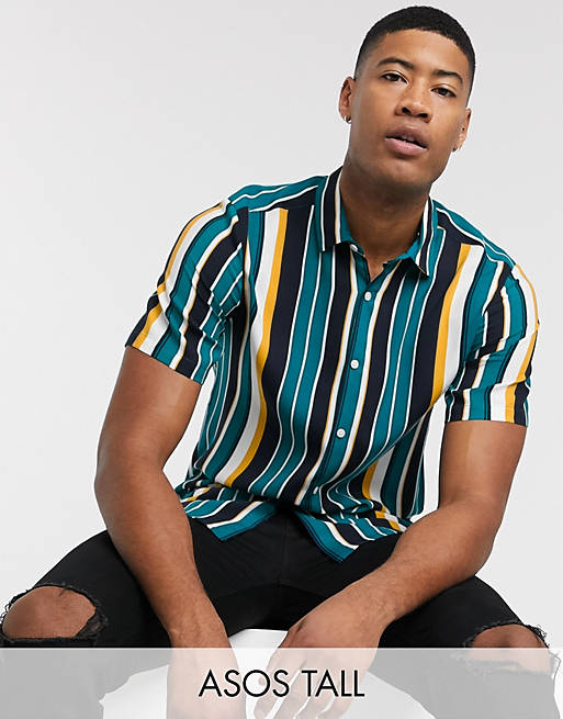 ASOS DESIGN Tall regular fit shirt in retro stripe | ASOS