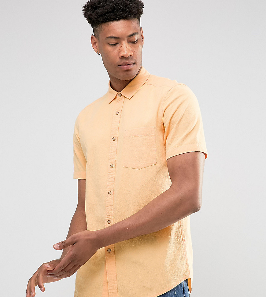 ASOS DESIGN Tall regular fit textured shirt in orange
