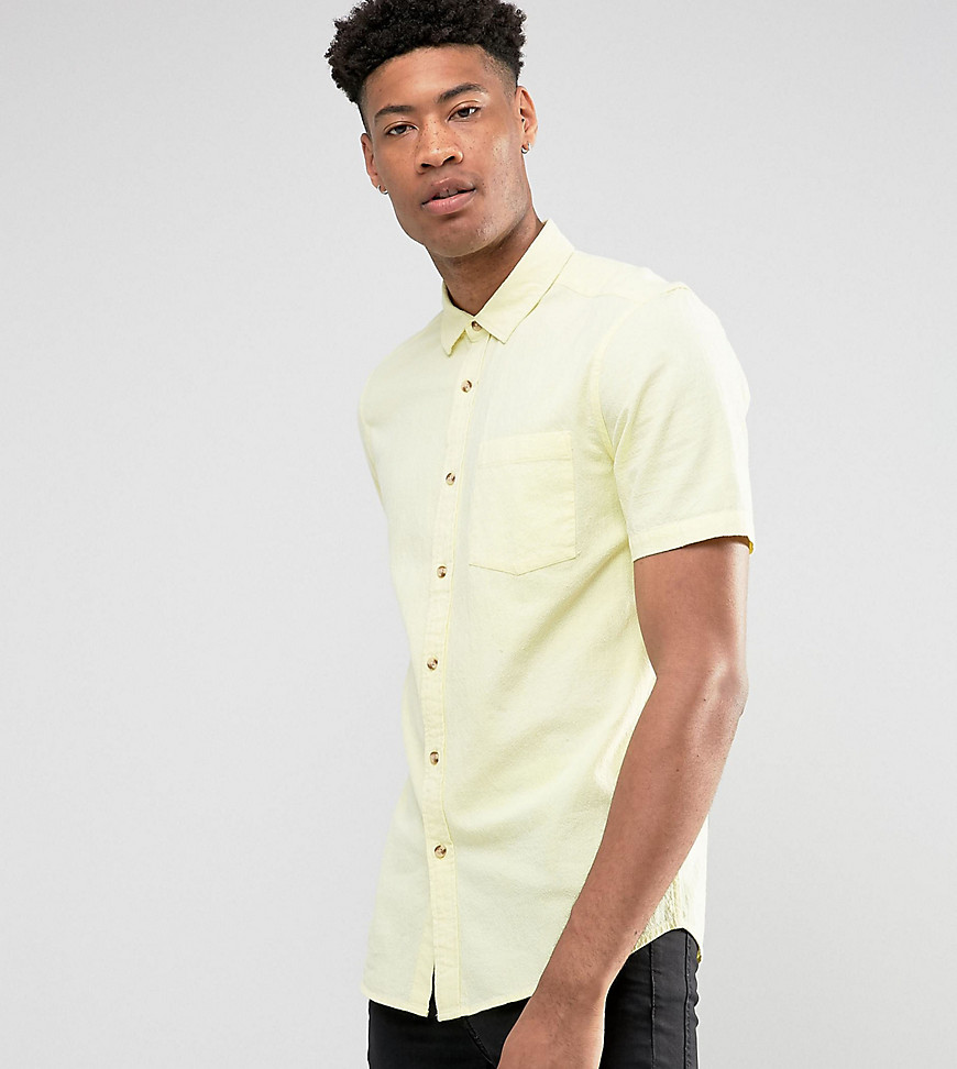 ASOS DESIGN Tall regular fit textured shirt in yellow