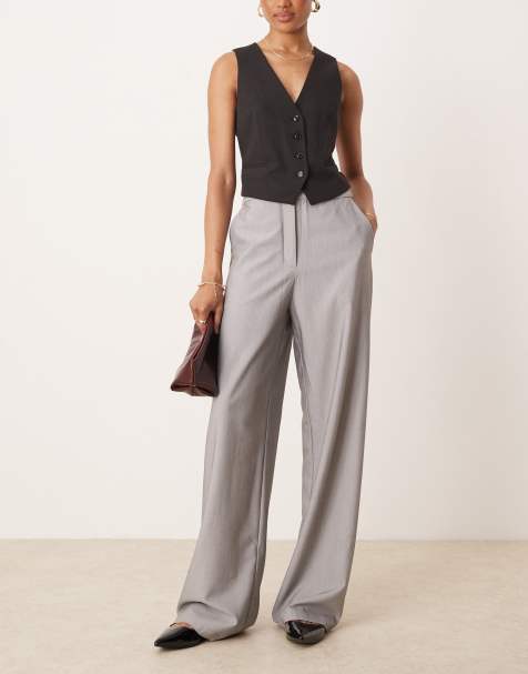 ASOS DESIGN premium modal double layer slim flare pants in gray