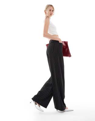 Asos Design Tall Relaxed Dad Trouser With 5 Pocket Detail In Black Stripe