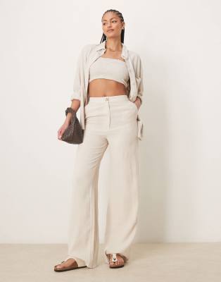 ASOS DESIGN Tall - Relaxed Fit Hose in Steinrosa mit Leinenanteil und geradem Schnitt-Neutral