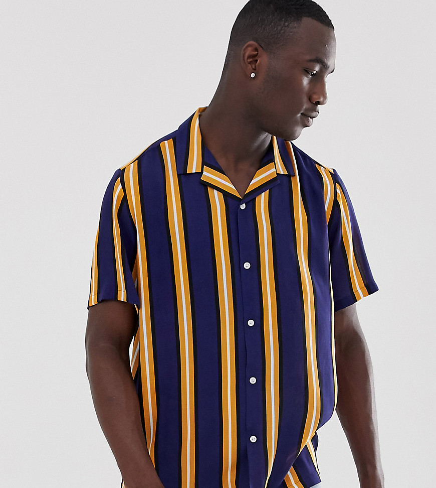 ASOS DESIGN Tall relaxed fit stripe shirt in navy