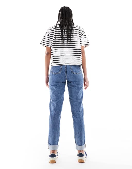 ASOS DESIGN Tall relaxed mom jeans in mid blue