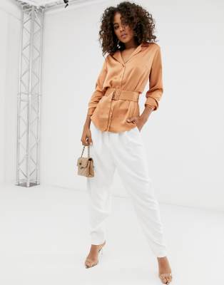 asos design relaxed satin long sleeve shirt