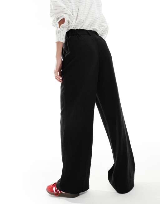 ASOS DESIGN Tall relaxed straight leg linen mix pants in black, 5 of 5