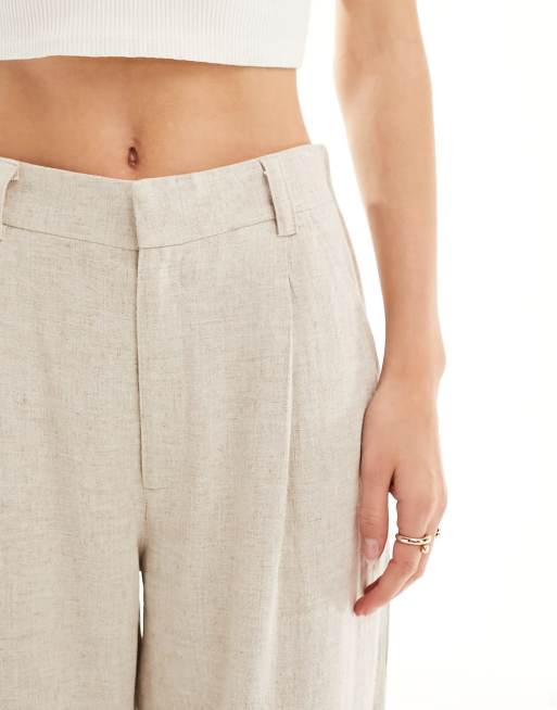ASOS DESIGN Tall relaxed straight leg linen mix pants in natural , 5 of 5