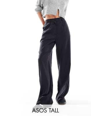 ASOS DESIGN Tall relaxed straight leg pants in washed black