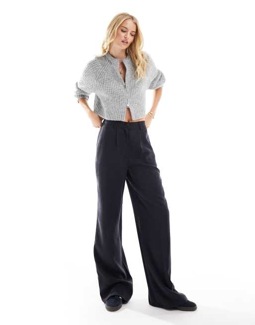 ASOS DESIGN Tall wide leg dad pants in washed black 