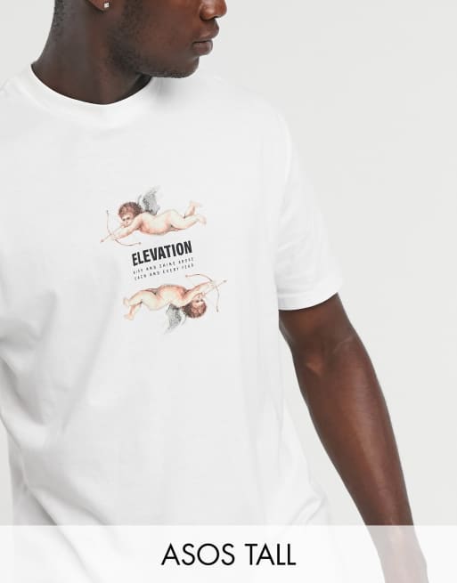 ASOS DESIGN Tall relaxed t-shirt with cherub & text print in white