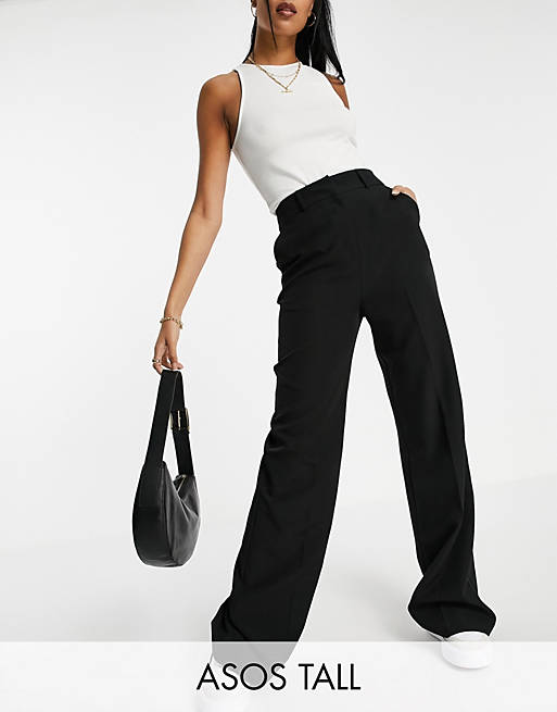 Trousers & Leggings Tall relaxed wide flare trouser in black 