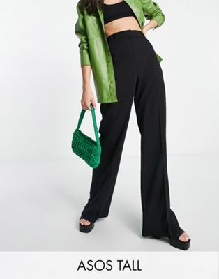 ASOS DESIGN Tall relaxed wide leg flare pants in black | ASOS