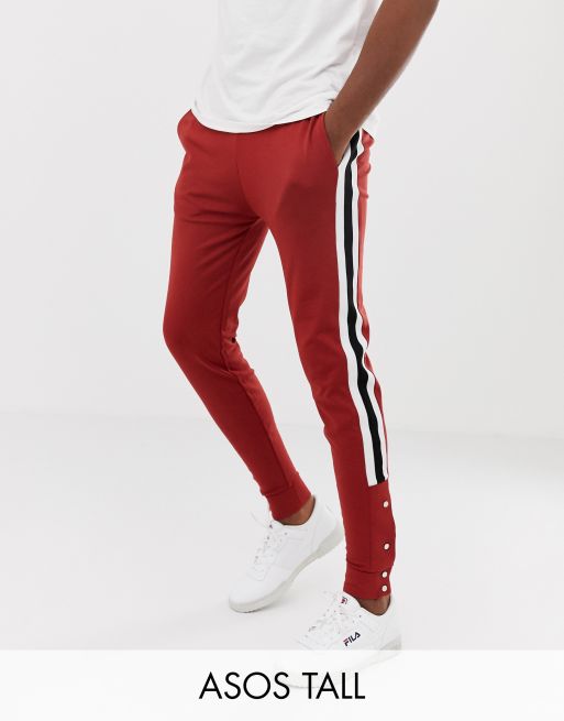 ASOS DESIGN Tall retro track skinny joggers with side stripes and ...