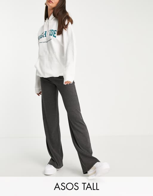 ASOS DESIGN Tall rib dad pants in charcoal