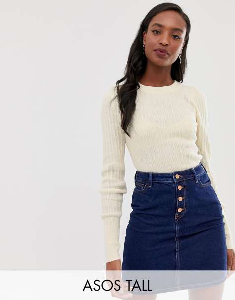 ASOS DESIGN Tall rib knit jumper in natural look yarn