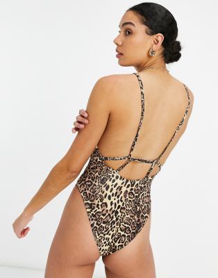 asos leopard print swimsuit