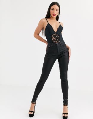 tall black coated jeans