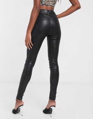 asos black coated jeans