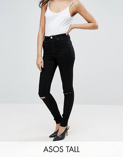 ASOS DESIGN Tall Ridley high waisted skinny jeans in clean black with ...