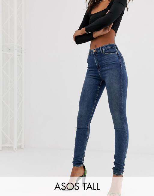 ASOS DESIGN Tall Ridley high waisted skinny jeans in extreme dark ...