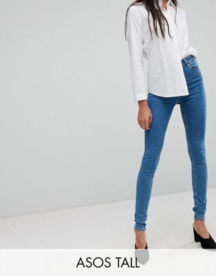 ASOS DESIGN – Tall – Ridley – Mellanblå skinny jeans