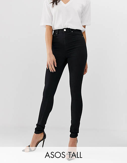 ASOS DESIGN Tall – Ridley – Svarta skinny jeans med hög midja