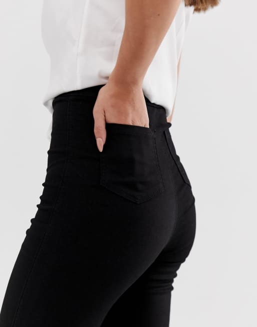 ASOS DESIGN Tall Rivington high waisted denim jeggings in clean black, 3 of 4