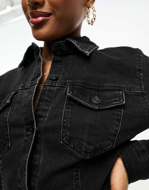 ASOS DESIGN Tall - Robe chemise ajustée en jean - Noir, 4 de 4
