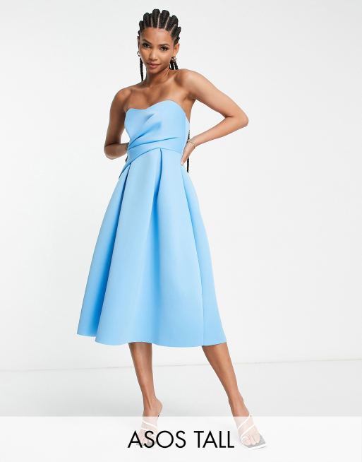 ASOS DESIGN Tall Robe de bal de promo mi longue portefeuille coupe bandeau Bleu