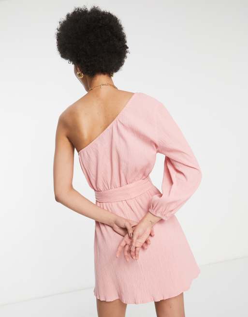 ASOS DESIGN Tall - Robe de plage courte asymétrique effet froissé avec ceinture - Rose, 2 de 4